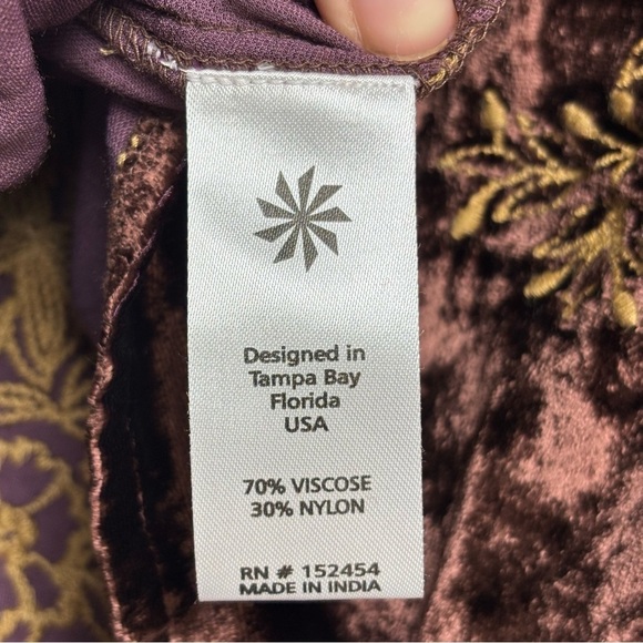 NWT Kyla Seo Anthropologie Handmade Embroidered Crushed Velvet Brown Blouse Sz S - Picture 13 of 14